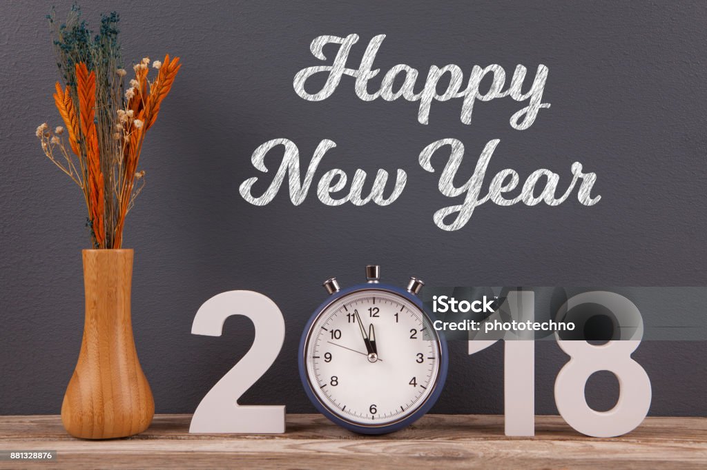 New Year 2018 on Desk 12 O'Clock Stock Photo