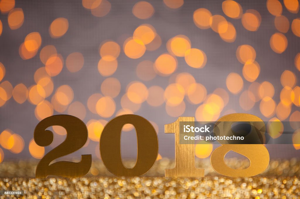 New Year 2018 on Shiny Background New Year Resolution Stock Photo