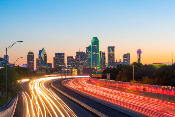 istock Dallas downtown skyline at twilight, Texas 881344652