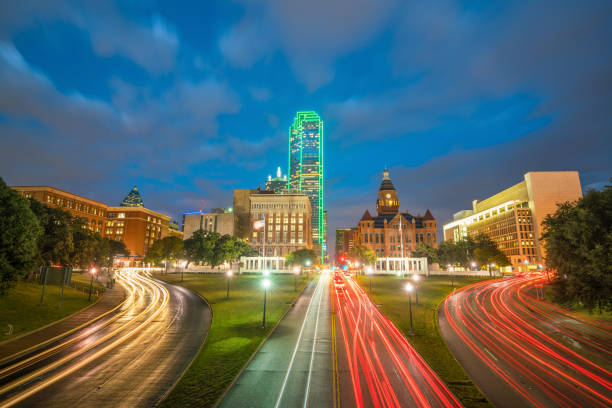 istock Dallas downtown skyline at twilight, Texas 881344674