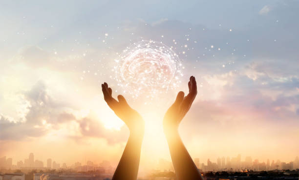 istock Abstract palm hands touching brain with network connections, innovative technology in science and communication concept 881350774