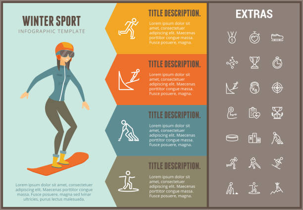winter sport infografik vorlage, elemente, symbole - eishockey grafiken stock-grafiken, -clipart, -cartoons und -symbole