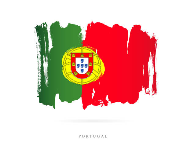 Flag of Portugal. Vector illustration Flag of Portugal. Vector illustration on white background. Beautiful brush strokes. Abstract concept. Elements for design. portugal stock illustrations