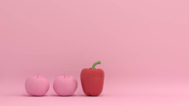 istock pink apple with red chili conformity and different concept on pastel background for copy space minimal fruit and object concept pastel colorful lovely picture art 3D illustration 881384614