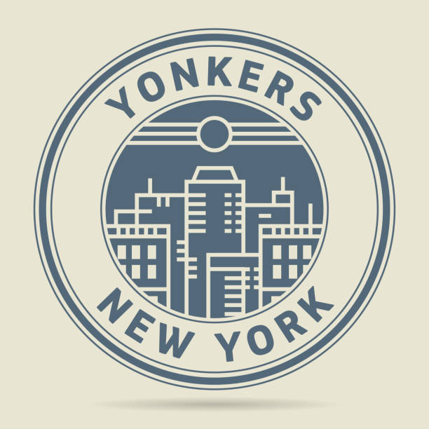 ilustraciones, imágenes clip art, dibujos animados e iconos de stock de sello o etiqueta con el texto de yonkers, nueva york - yonkers