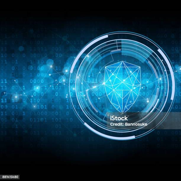 Security Shield On Matrix Style Binary Background Stock Illustration - Download Image Now - Shield, Shielding, Network Security