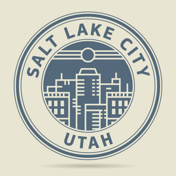 illustrazioni stock, clip art, cartoni animati e icone di tendenza di timbro o etichetta con testo salt lake city, utah - salt lake city illustrations