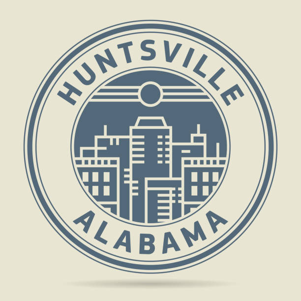 Stamp or label with text Huntsville, Alabama written inside, vector illustration