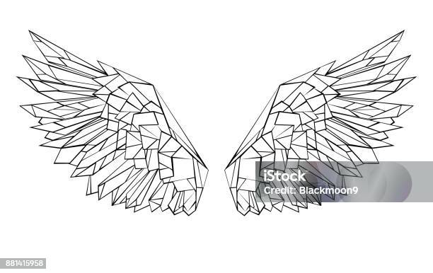 Polygonal Wings Stock Illustration - Download Image Now - Animal Wing, Aircraft Wing, Angel
