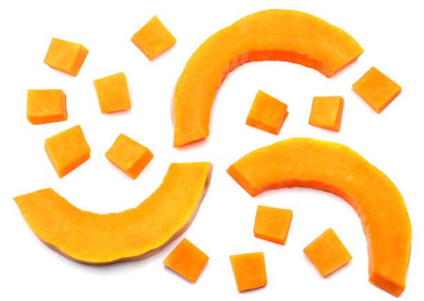 piece of pumpkin isolated on white background top view