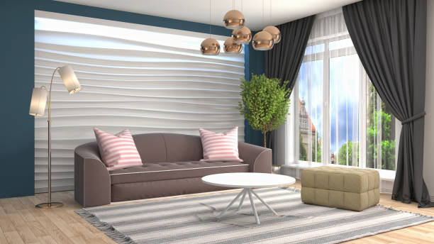 istock Interior living room. 3d illustration 881421486