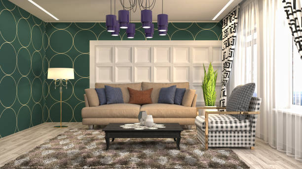 istock Interior living room. 3d illustration 881421512