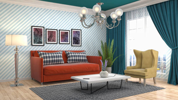 istock Interior living room. 3d illustration 881421562