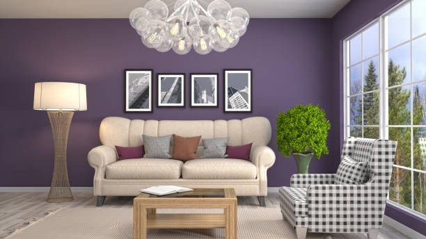 istock Interior living room. 3d illustration 881421580