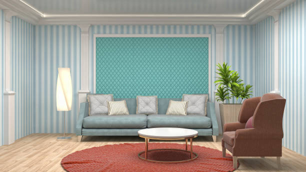 istock Interior living room. 3d illustration 881421592