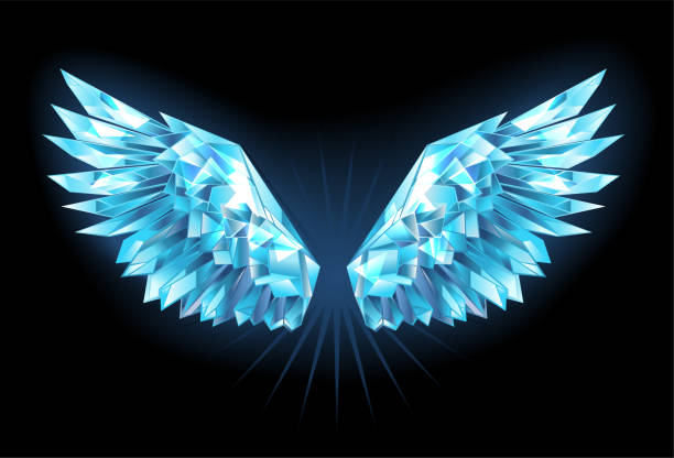 ilustraciones, imágenes clip art, dibujos animados e iconos de stock de alas de cristal de hielo - alas angel