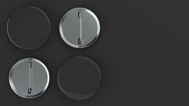 istock Blank black badge on black background 881421956
