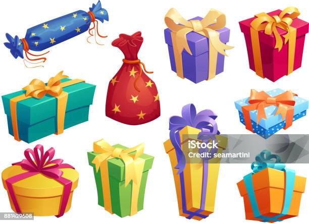 Gift Box Icon Of Present Packaging With Ribbon Bow Stock Illustration - Download Image Now - Gift, Christmas Present, Box - Container