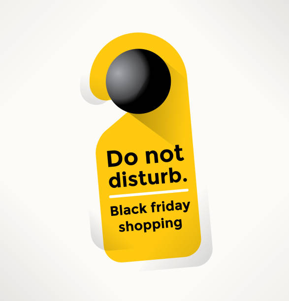 ilustraciones, imágenes clip art, dibujos animados e iconos de stock de ver muestra de la puerta no molestar con texto comercial black friday. idea - compras, invierno tienda y mercado de ventas y descuentos conceptos. - do not disturb sign