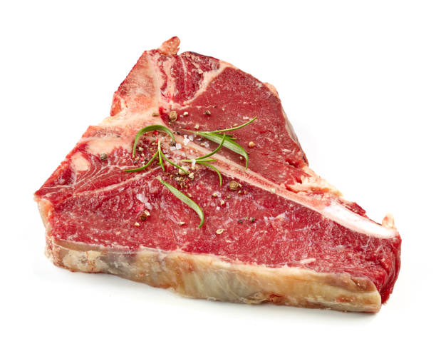 fresh raw T bone steak fresh raw T bone steak isolated on white background porterhouse steak stock pictures, royalty-free photos & images