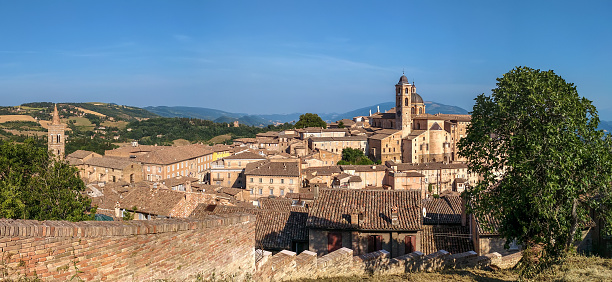 Panoramic view of Urbino and surroundings, Marche, Italy