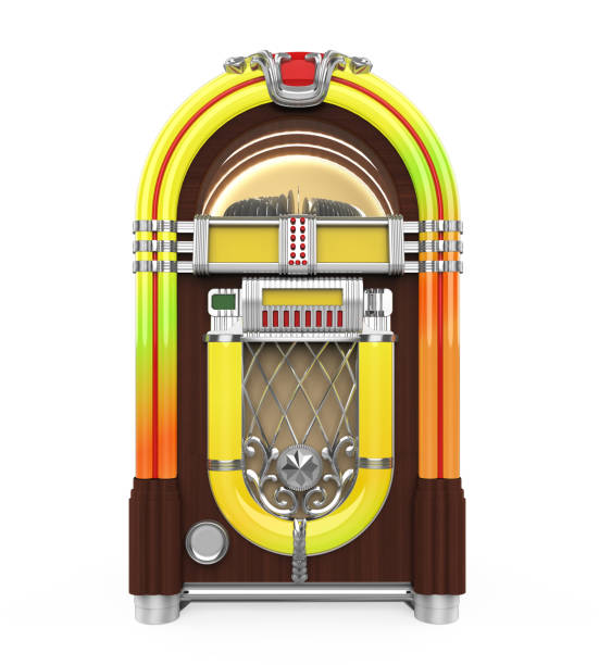 Vintage Jukebox Radio Vintage Jukebox Radio isolated on white background. 3D render digital jukebox stock pictures, royalty-free photos & images