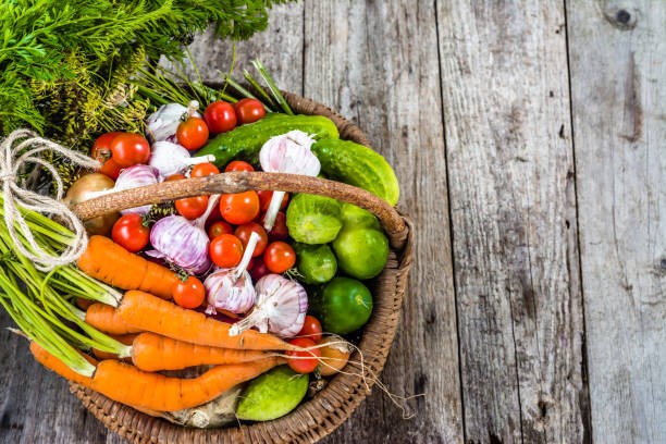 istock Organic vegetables background, colorful assorted produce, healthy eating concept 881448202