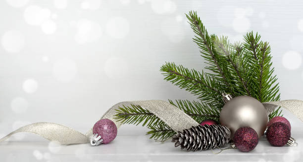 Christmas decoration on white wooden background