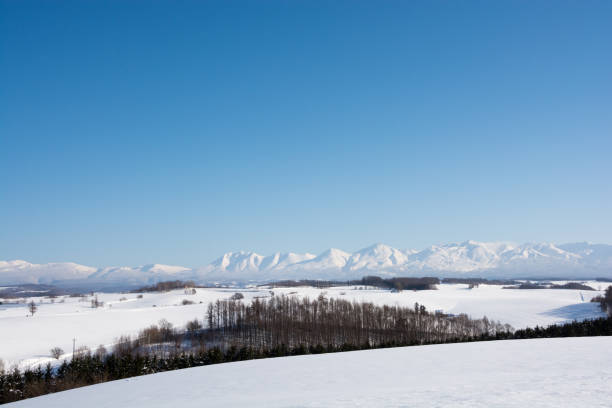 istock Blue sky and snow mountain range in winter 881456682