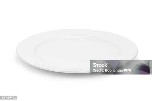 Empty White Plate Isolated On White Background Stock Photo - Download Image Now - Plate, Empty Plate, Front View