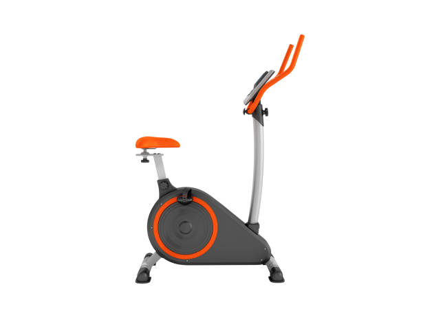 istock modern sport exercise bike yellow purple 3d render on white background no shadow 881463596