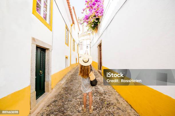 Woman Traveling In Evora Portugal Stock Photo - Download Image Now - Alentejo, Évora District, Portugal