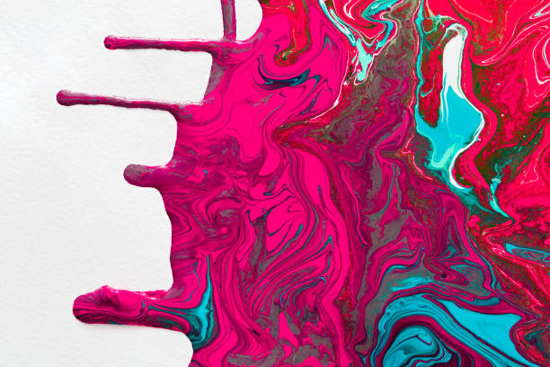 istock Draining liquid acrylic paint background. Fluid painting abstrac 881463718