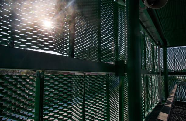 istock Corrugated shielding in a modern tram station 881467234