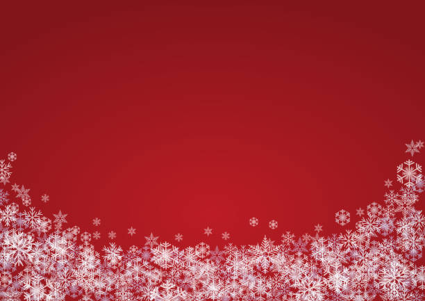 istock Festive horizontal Christmas background and winter with copy space. snow and ice crystals on red 881470816