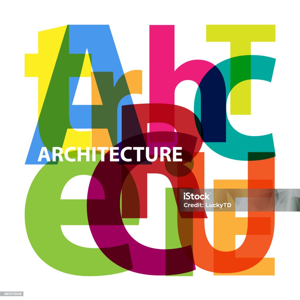 Vector architecture. Broken text Abstract stock vector