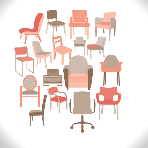 istock Set of chairs and armchairs. illustration set of different chairs 881474284