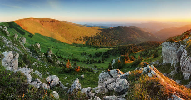 istock Mountain sunset panorama landcape in Slovakia, Suchy peak 881474422