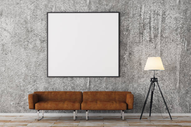 istock Modern brick living room with empty billboard 881474550