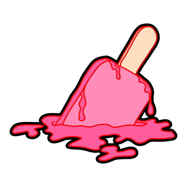 Melting ice cream popsicle. Comic book style of 80s-90s. Pink melting ice cream popsicle. Comic book style of 80s-90s. melting girl stock illustrations