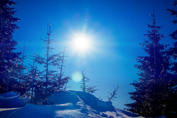istock Night moon in the snowy mountains 881480698