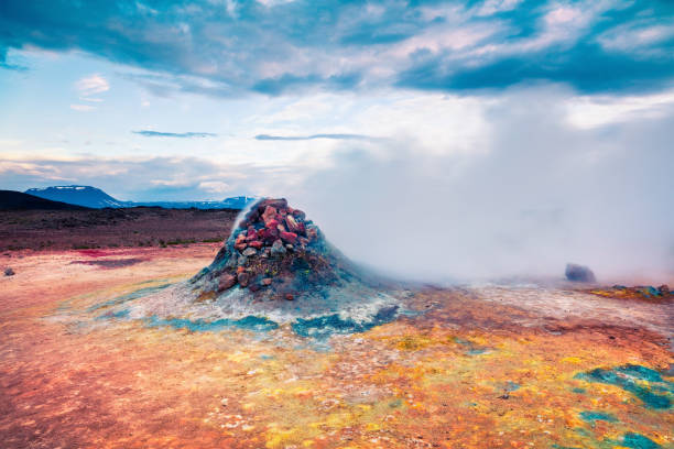 istock Steaming fumarole in geothermal valley Hverarond. 881481068