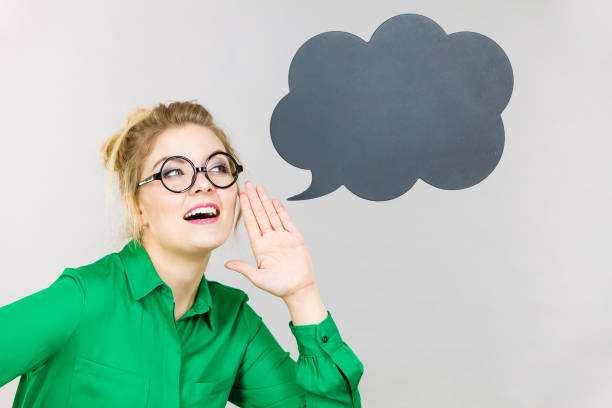 istock Business woman yelling telling something 881481150