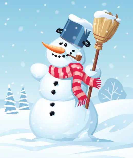 Vector illustration of Cute Snowman