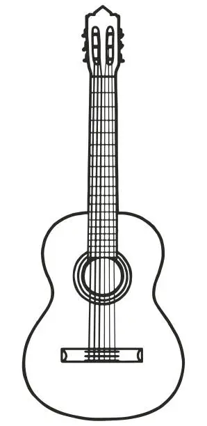 Vector illustration of hand drawn classic guitar