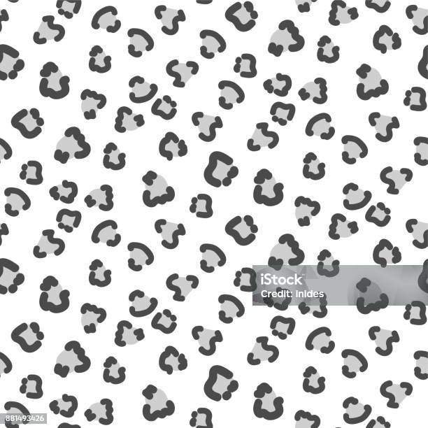 Snow White Leopard Seamless Vector Pattern Stock Illustration - Download Image Now - Cheetah Print, Leopard Print, Black Color