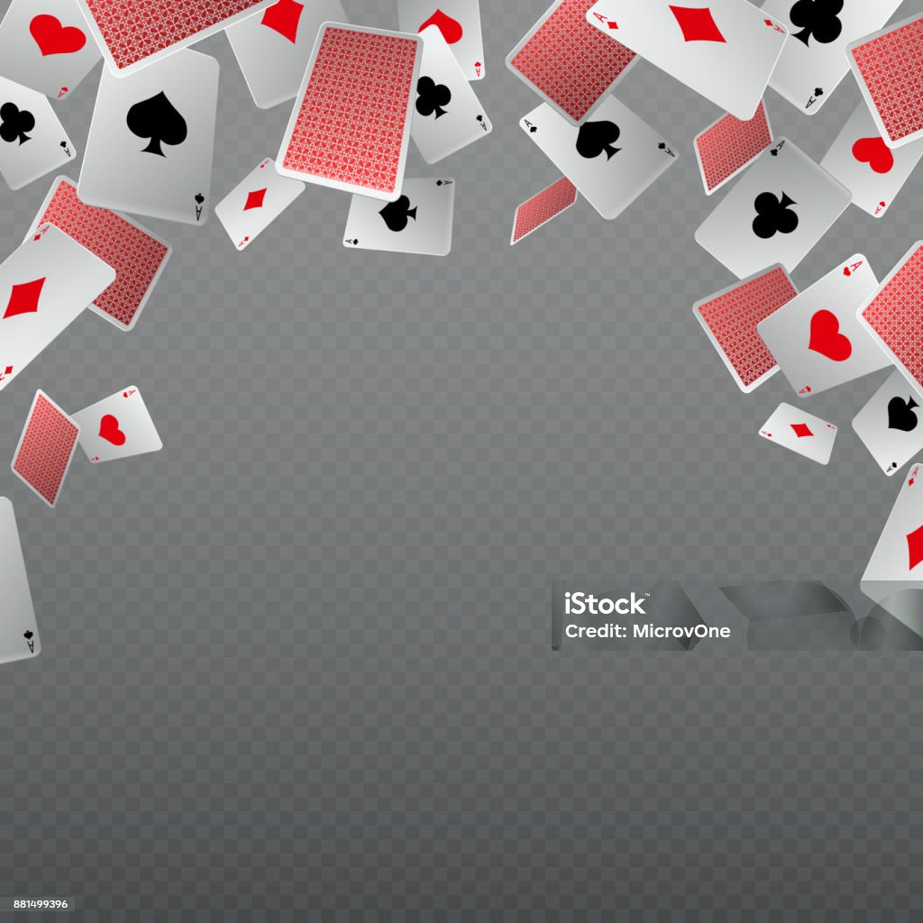 Cartes à jouer chutes isoler. Modèle vectoriel pour concept de casino et jeux de hasard - clipart vectoriel de Tomber libre de droits