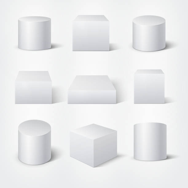 illustrazioni stock, clip art, cartoni animati e icone di tendenza di cilindri e cubi 3d vuoti bianchi. modello podi prodotto vettoriale - cuboid