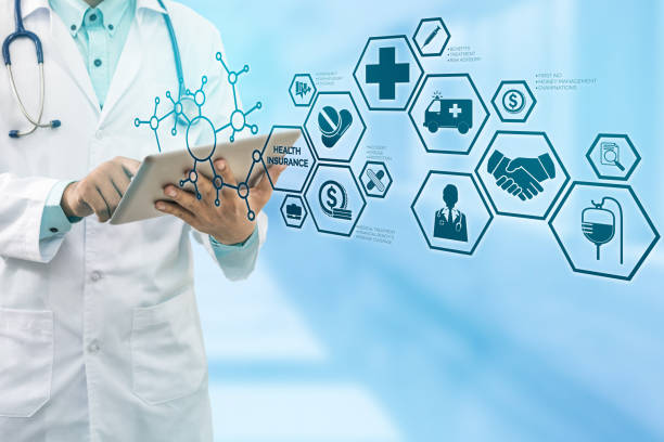 istock Doctor with Health Insurance Modern Interface Icon 881499528