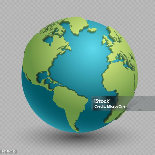 Vetores de Mundo 3d Moderno Mapa Conceito Isolado Em Fundo Transparente e mais imagens de Globo terrestre